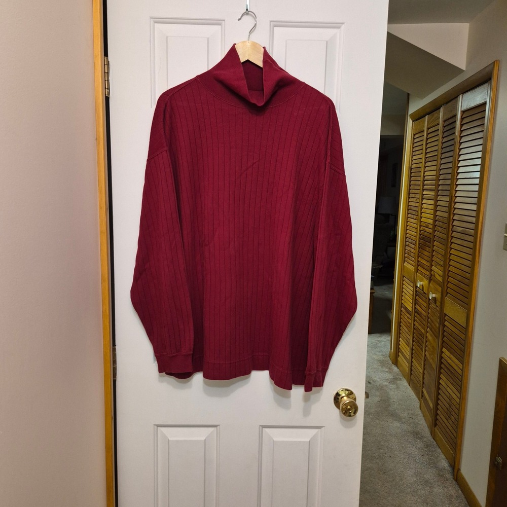 Dockers Mens XXL Burgundy Red 100% Cotton Ribbed Mock Neck Pullover Sweater
